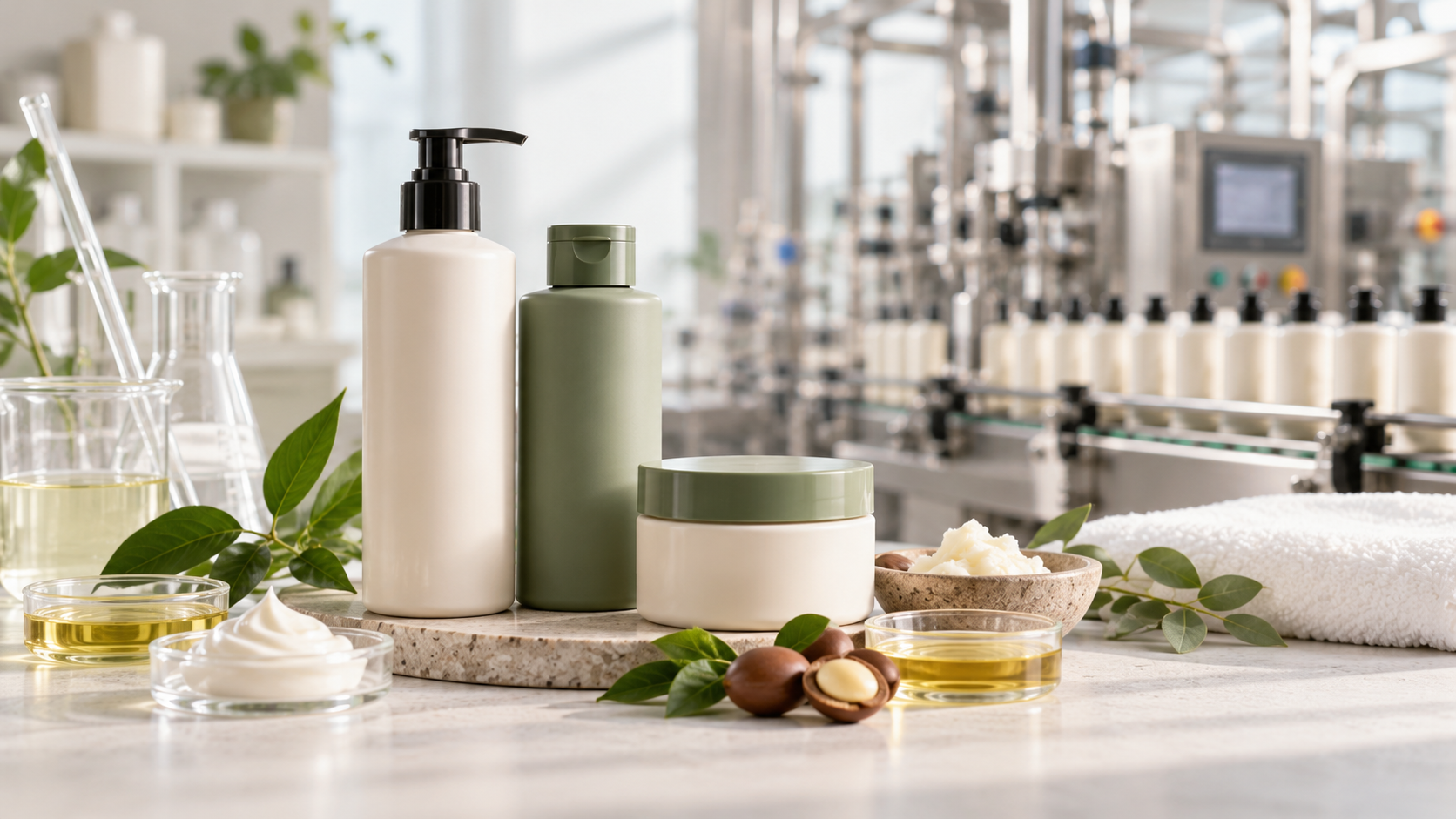 Premium Hair Care Manufacturing Tableau